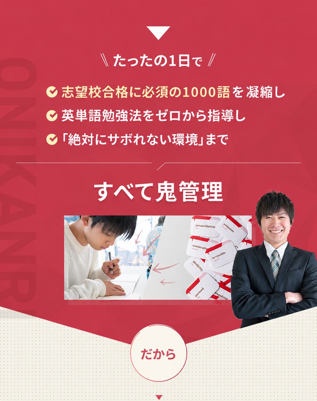 英単語を身につけるための学習方法と徹底管理の仕組み