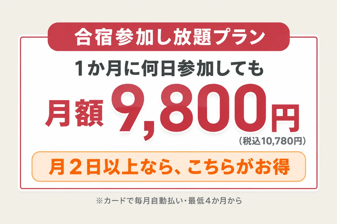 合宿参加し放題プラン 月額9,800円（税込10,780円）
